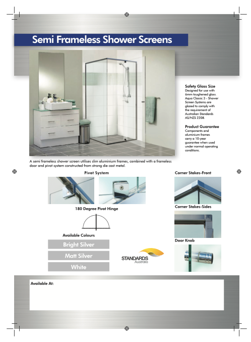Aqua Classic 3 shower screen detail view